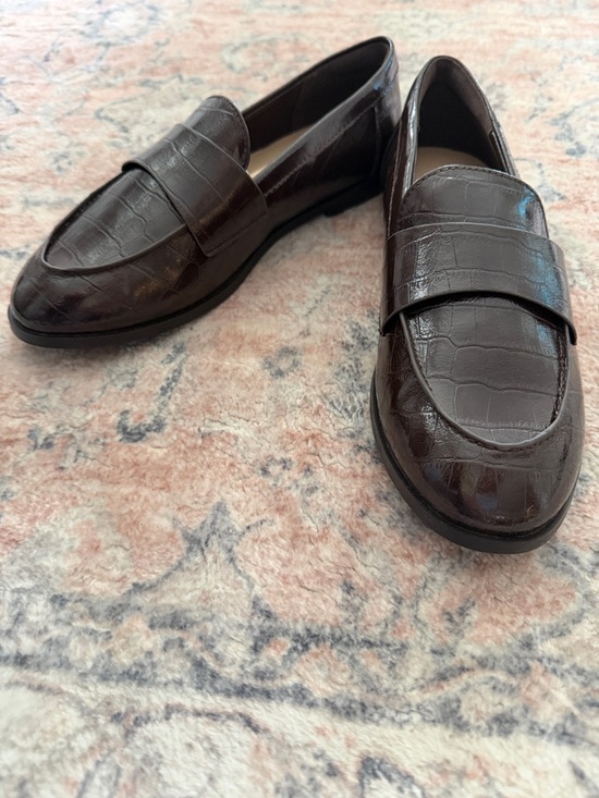 Abercrombie & Fitch Shoes - Abercrombie & Fitch Dark Brown Croc-Embossed Penny Loafers